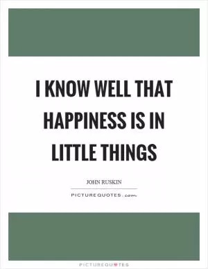 I know well that happiness is in little things Picture Quote #1