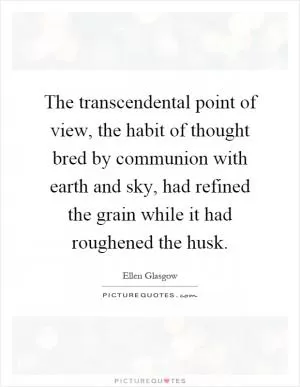 The transcendental point of view, the habit of thought bred by communion with earth and sky, had refined the grain while it had roughened the husk Picture Quote #1