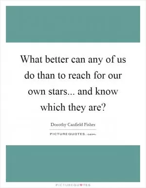 What better can any of us do than to reach for our own stars... and know which they are? Picture Quote #1