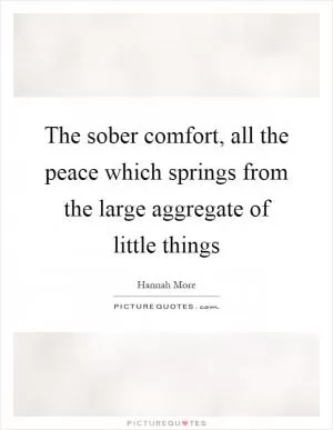 The sober comfort, all the peace which springs from the large aggregate of little things Picture Quote #1