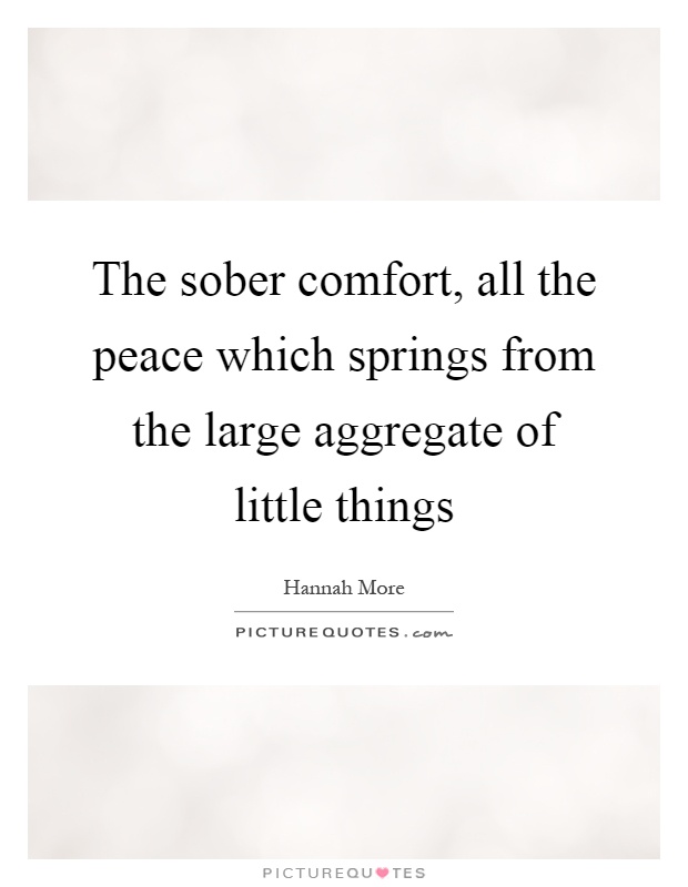 The sober comfort, all the peace which springs from the large aggregate of little things Picture Quote #1