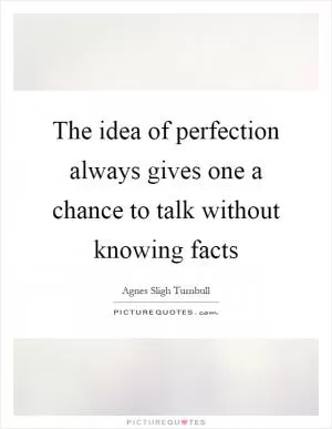The idea of perfection always gives one a chance to talk without knowing facts Picture Quote #1