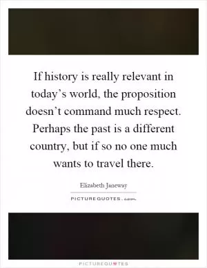 If history is really relevant in today’s world, the proposition doesn’t command much respect. Perhaps the past is a different country, but if so no one much wants to travel there Picture Quote #1