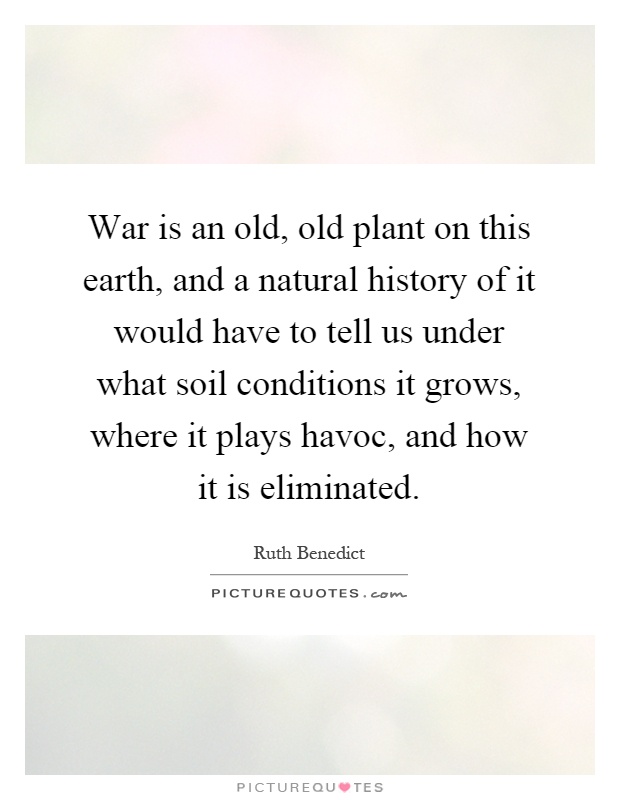 War is an old, old plant on this earth, and a natural history of it would have to tell us under what soil conditions it grows, where it plays havoc, and how it is eliminated Picture Quote #1