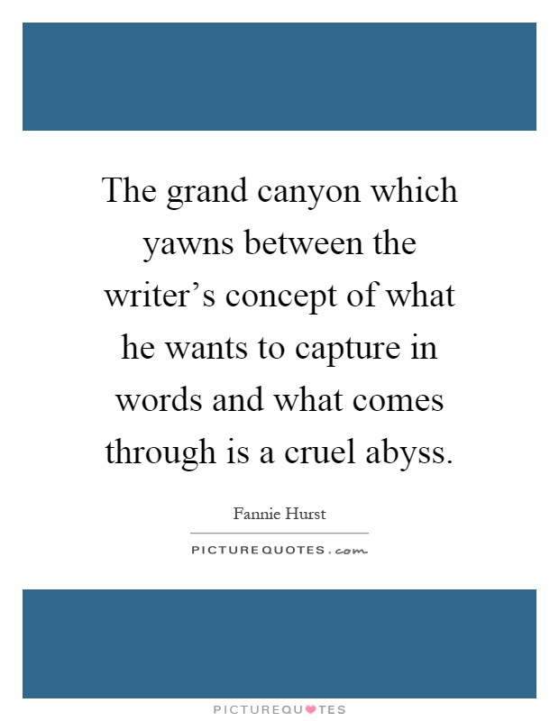 The grand canyon which yawns between the writer's concept of what he wants to capture in words and what comes through is a cruel abyss Picture Quote #1