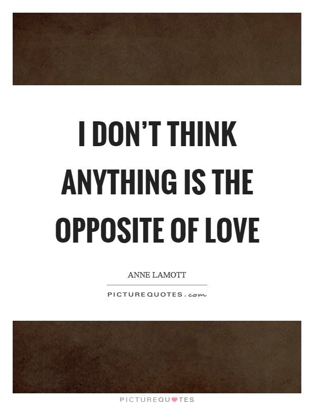 I don't think anything is the opposite of love Picture Quote #1