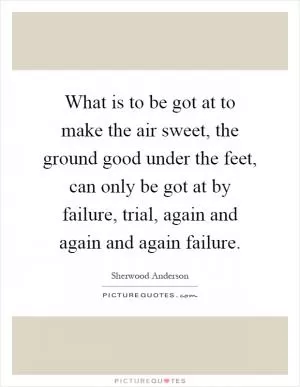 What is to be got at to make the air sweet, the ground good under the feet, can only be got at by failure, trial, again and again and again failure Picture Quote #1