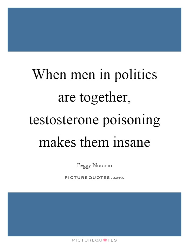 When men in politics are together, testosterone poisoning makes them insane Picture Quote #1