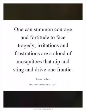 One can summon courage and fortitude to face tragedy; irritations and frustrations are a cloud of mosquitoes that nip and sting and drive one frantic Picture Quote #1
