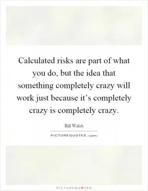 Calculated risks are part of what you do, but the idea that something completely crazy will work just because it’s completely crazy is completely crazy Picture Quote #1