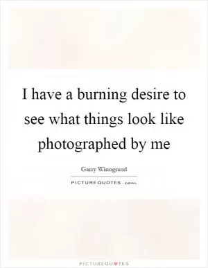 I have a burning desire to see what things look like photographed by me Picture Quote #1