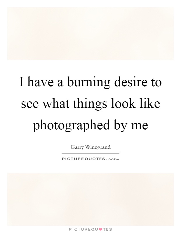I have a burning desire to see what things look like photographed by me Picture Quote #1