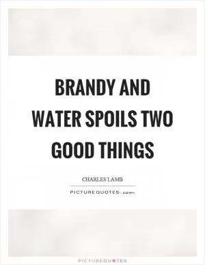 Brandy and water spoils two good things Picture Quote #1