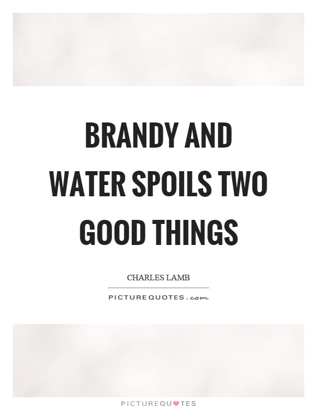 Brandy and water spoils two good things Picture Quote #1