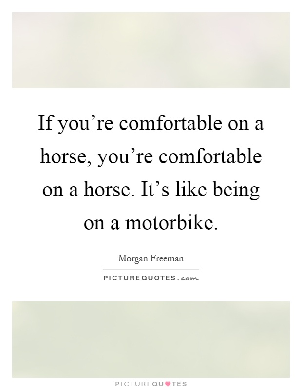 If you're comfortable on a horse, you're comfortable on a horse. It's like being on a motorbike Picture Quote #1