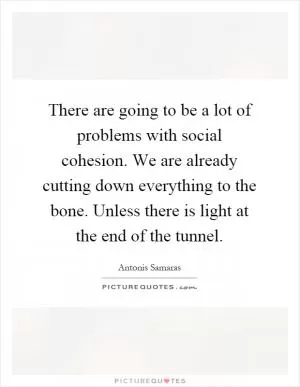 There are going to be a lot of problems with social cohesion. We are already cutting down everything to the bone. Unless there is light at the end of the tunnel Picture Quote #1