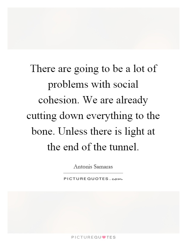 There are going to be a lot of problems with social cohesion. We are already cutting down everything to the bone. Unless there is light at the end of the tunnel Picture Quote #1