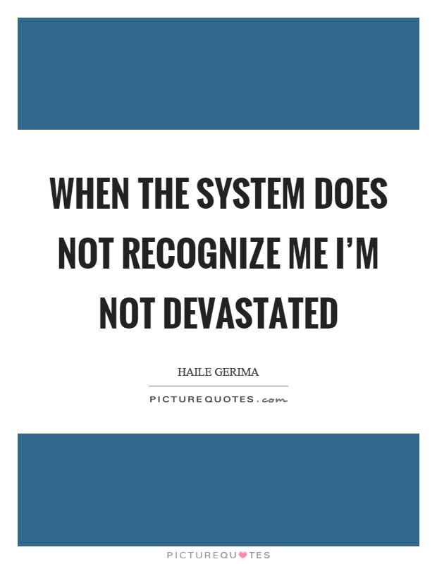 When the system does not recognize me I'm not devastated Picture Quote #1