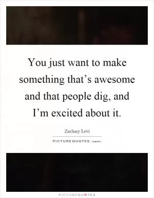 You just want to make something that’s awesome and that people dig, and I’m excited about it Picture Quote #1