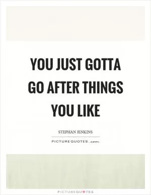 You just gotta go after things you like Picture Quote #1
