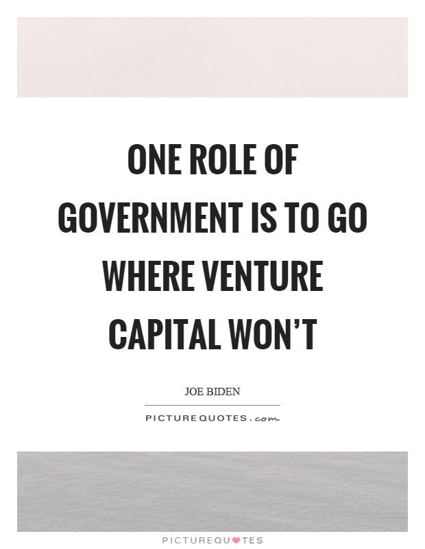 One role of government is to go where venture capital won't Picture Quote #1