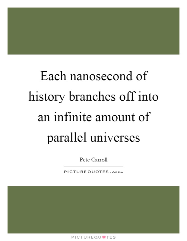 Each nanosecond of history branches off into an infinite amount of parallel universes Picture Quote #1