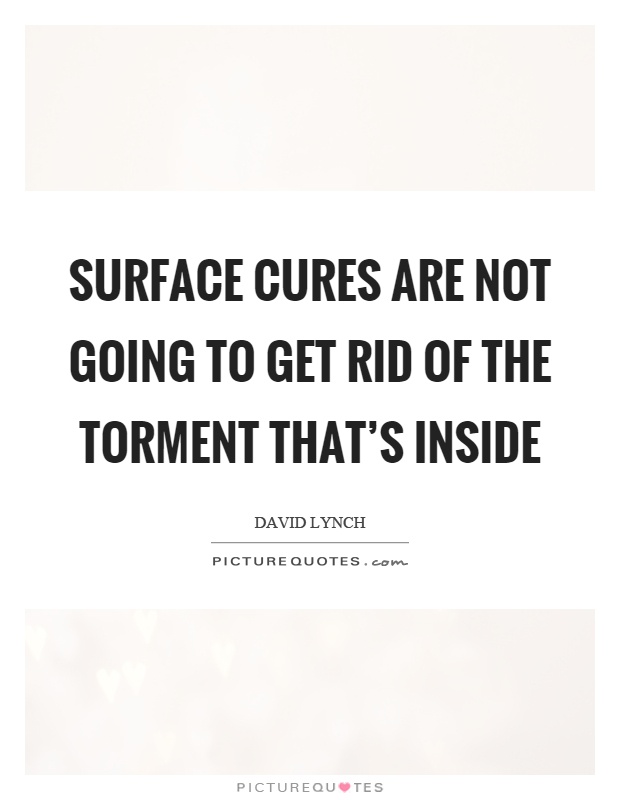Surface cures are not going to get rid of the torment that's inside Picture Quote #1