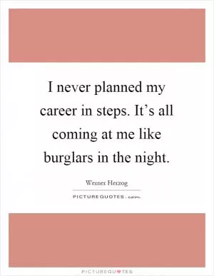 I never planned my career in steps. It’s all coming at me like burglars in the night Picture Quote #1
