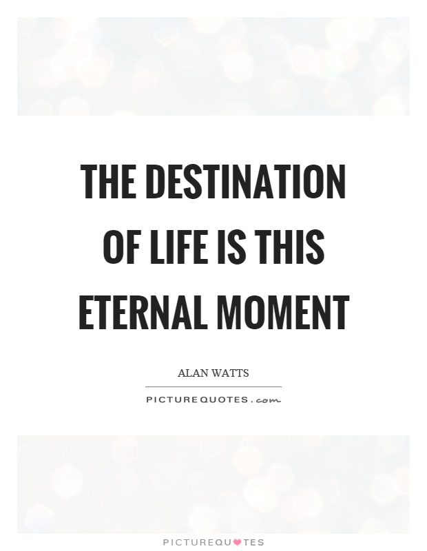 The destination of life is this eternal moment Picture Quote #1