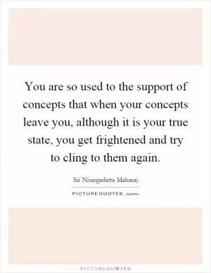 You are so used to the support of concepts that when your concepts leave you, although it is your true state, you get frightened and try to cling to them again Picture Quote #1