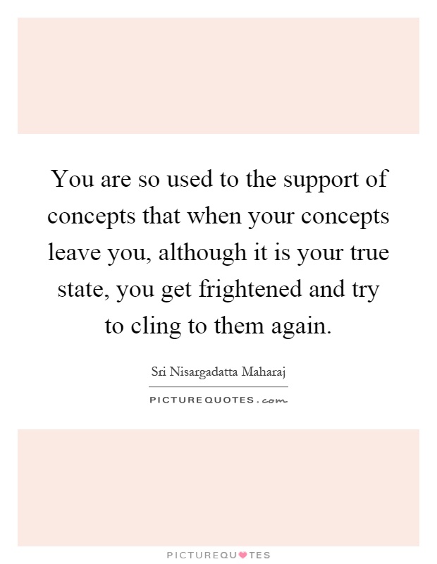 You are so used to the support of concepts that when your concepts leave you, although it is your true state, you get frightened and try to cling to them again Picture Quote #1