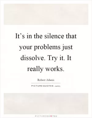 It’s in the silence that your problems just dissolve. Try it. It really works Picture Quote #1