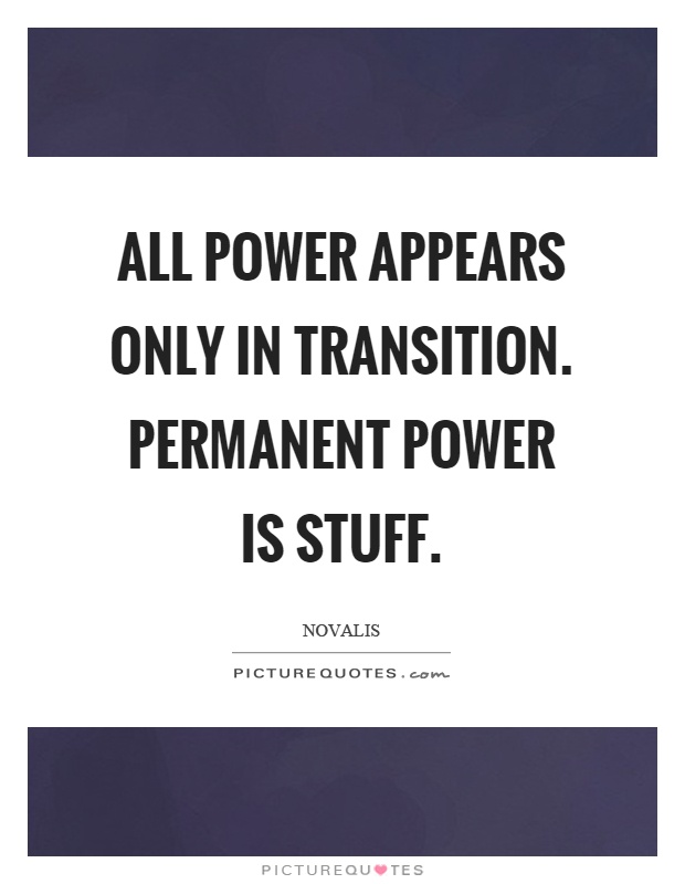 All power appears only in transition. Permanent power is stuff Picture Quote #1