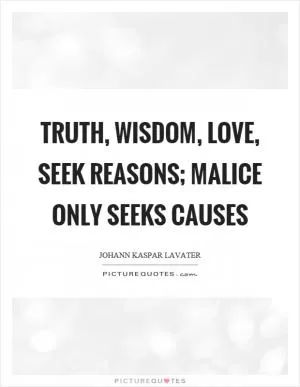 Truth, wisdom, love, seek reasons; malice only seeks causes Picture Quote #1