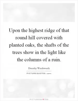 Upon the highest ridge of that round hill covered with planted oaks, the shafts of the trees show in the light like the columns of a ruin Picture Quote #1