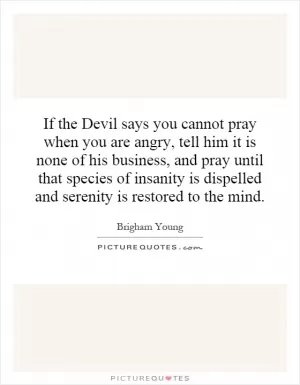If the Devil says you cannot pray when you are angry, tell him it is none of his business, and pray until that species of insanity is dispelled and serenity is restored to the mind Picture Quote #1