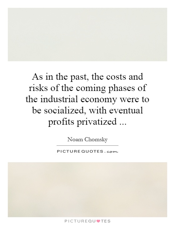 As in the past, the costs and risks of the coming phases of the industrial economy were to be socialized, with eventual profits privatized Picture Quote #1