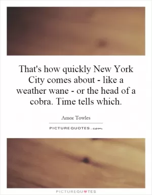 That's how quickly New York City comes about - like a weather wane - or the head of a cobra. Time tells which Picture Quote #1