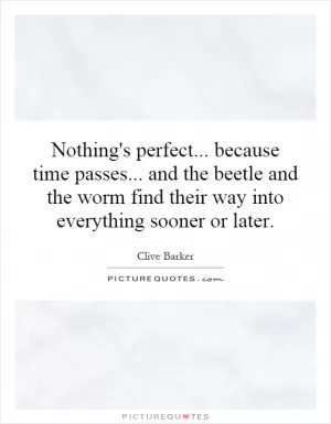 Nothing's perfect... because time passes... and the beetle and the worm find their way into everything sooner or later Picture Quote #1