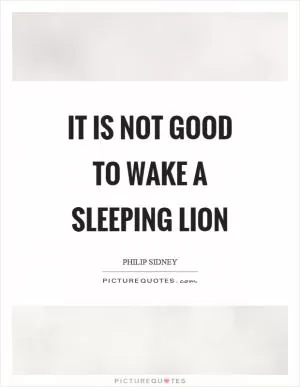 It is not good to wake a sleeping lion Picture Quote #1