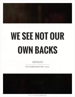 We see not our own backs Picture Quote #1