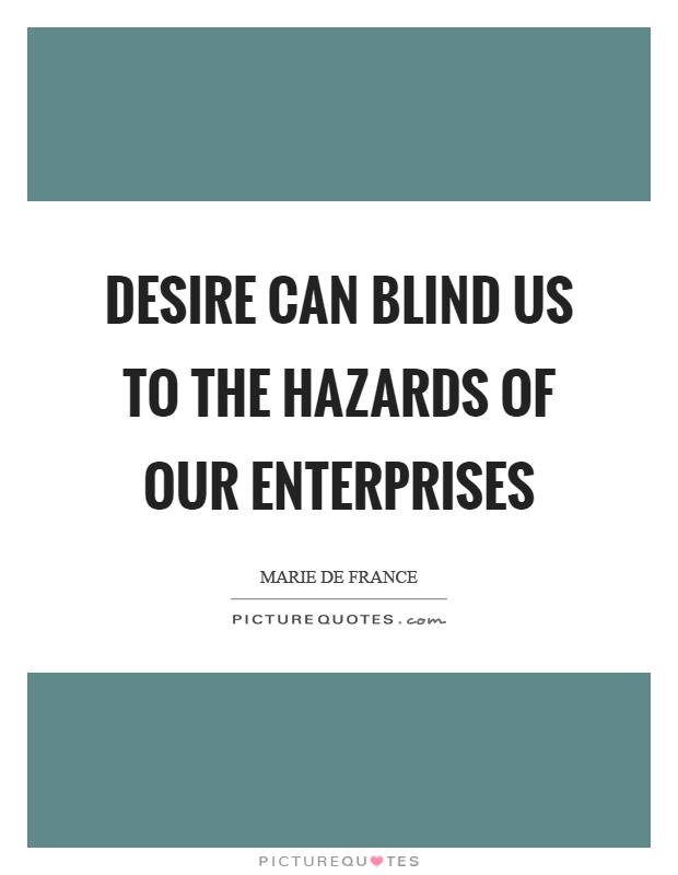 Desire can blind us to the hazards of our enterprises Picture Quote #1
