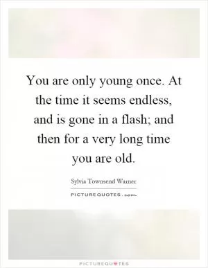 You are only young once. At the time it seems endless, and is gone in a flash; and then for a very long time you are old Picture Quote #1