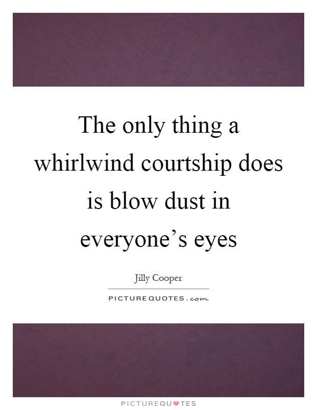 The only thing a whirlwind courtship does is blow dust in everyone's eyes Picture Quote #1