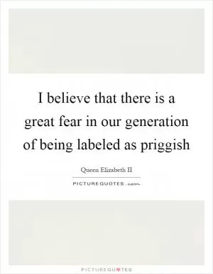 I believe that there is a great fear in our generation of being labeled as priggish Picture Quote #1