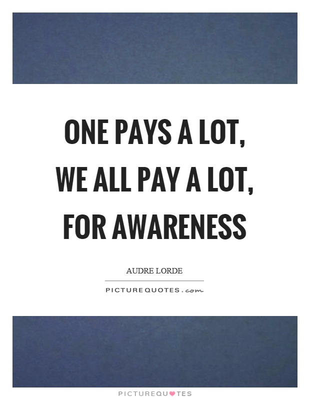 One pays a lot, we all pay a lot, for awareness Picture Quote #1