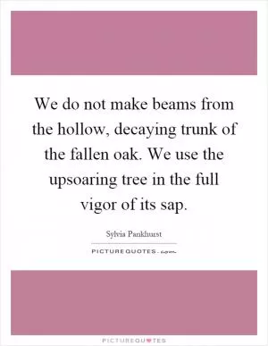 We do not make beams from the hollow, decaying trunk of the fallen oak. We use the upsoaring tree in the full vigor of its sap Picture Quote #1