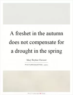 A freshet in the autumn does not compensate for a drought in the spring Picture Quote #1