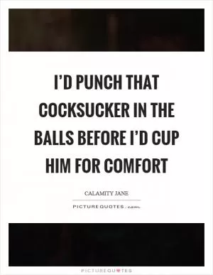 I’d punch that cocksucker in the balls before I’d cup him for comfort Picture Quote #1