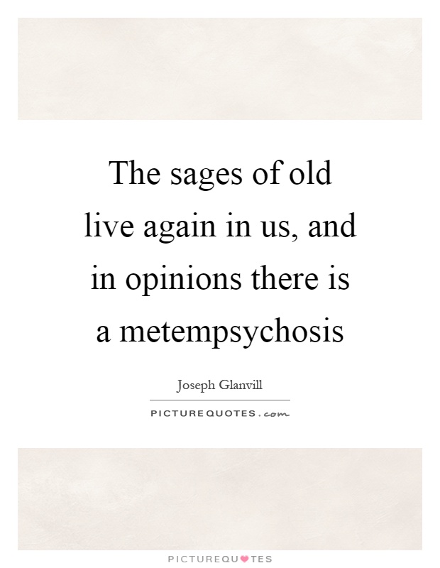 The sages of old live again in us, and in opinions there is a metempsychosis Picture Quote #1